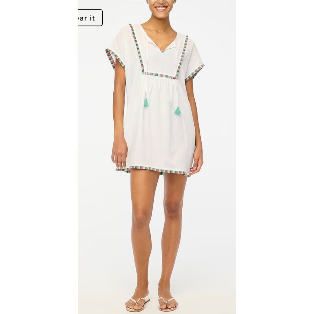 J.Crew $90 Womens Fringed Beach Tunic White Size XS G4885